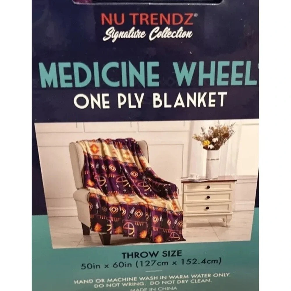 New Medicine Wheel Plush‎ Throw Soft Blanket Dreamcatcher Sacred Hoop 50 X 60